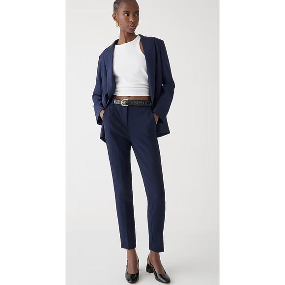 J Crew High Rise Cameron Pants 00 Navy Blue NWT Women's H6573 J.Crew Trousers - Picture 1 of 5